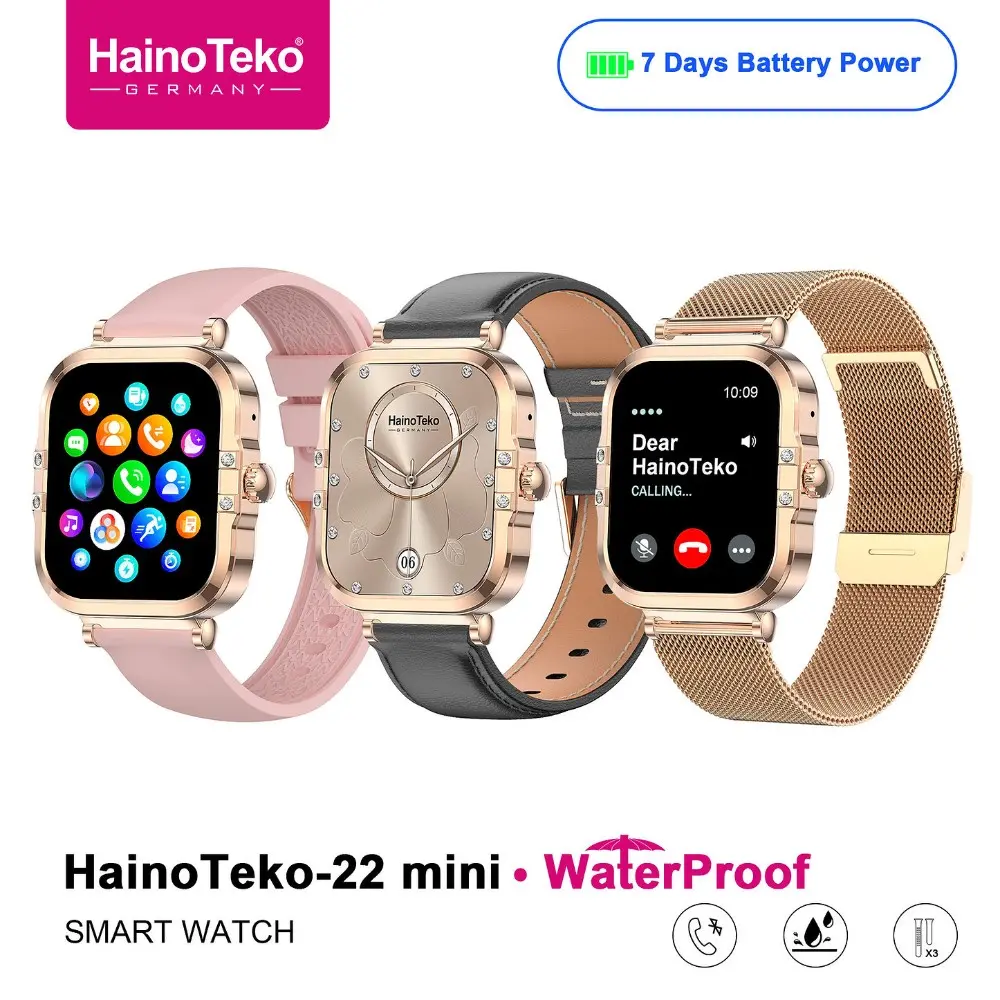 HAINO TEKO 22 Mini tunisie , Meilleur Prix Tunisie , Montre Smartwatch , Appel Bluetooth , Rose gold , montre connectée femme
