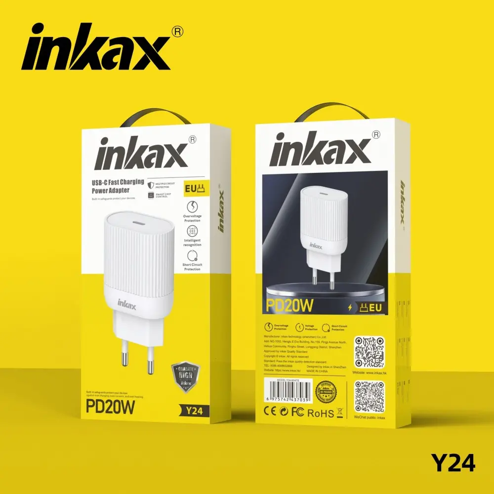 charge rapide tunisie, charge fast tunisie, charge type c tunisie, Chargeur Rapide INKAX Y24 20W Samsung iPhone Infinix Redmi