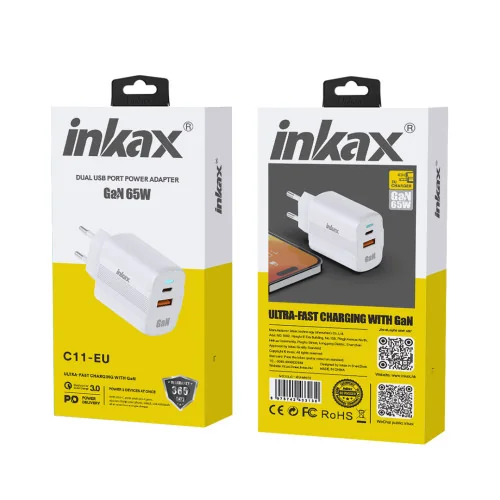 charge rapide tunisie, charge fast tunisie, charge type c tunisie, Chargeur Rapide INKAX C11 65W Samsung iPhone Infinix Redmi 2