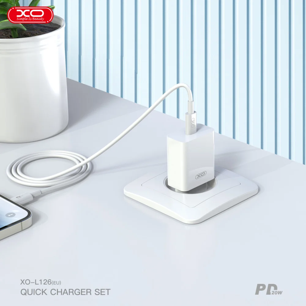 charge rapide tunisie, chargeur smartphone prix, chargeur original, acheter chargeur téléphone, XO L126 20W Samsung iPhone