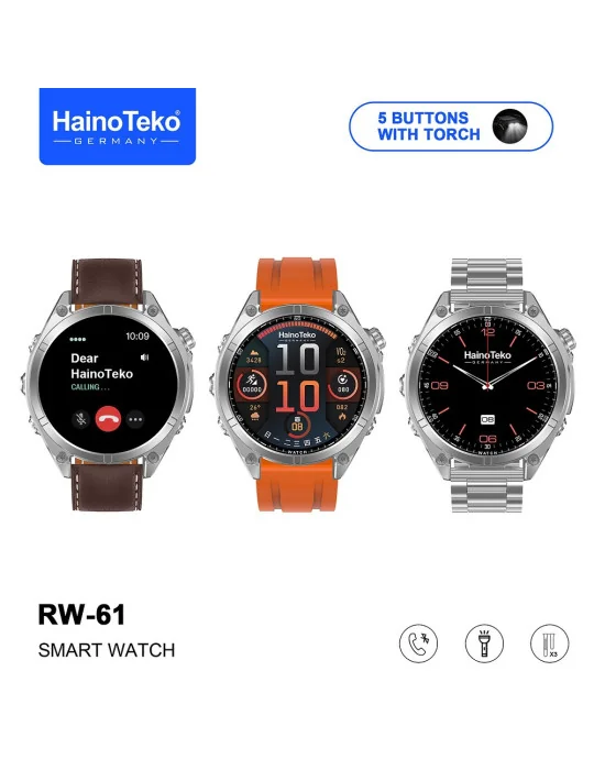 HAINO TEKO RW-61 Marron , Meilleur Prix Tunisie , Montre Smartwatch , Appel , Bluetooth , 3 ceintures, connectée