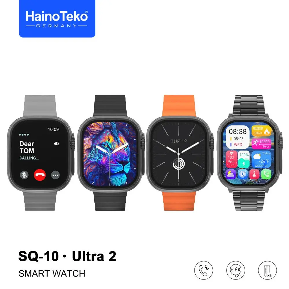 Montre Connectée HAINO TEKO SQ-10 Ultra 2 , Meilleur Prix Tunisie , Smart watch , Appel , Bluetooth , 4 ceintures