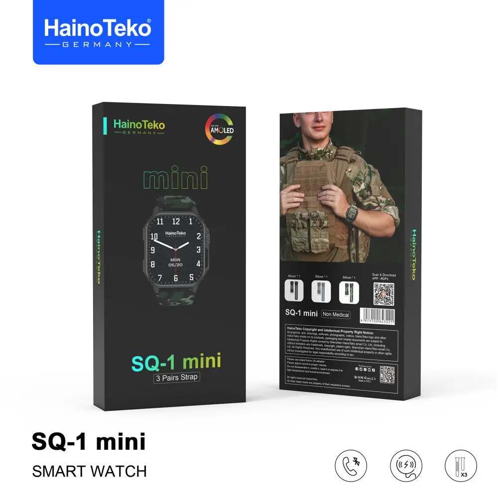 Montre Connectée HAINO TEKO SQ-1 Mini , Meilleur Prix Tunisie , Smart watch , Appel , Bluetooth , 3 ceintures