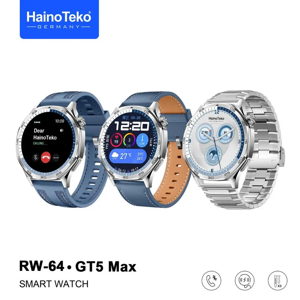 HAINO TEKO GT5 Max RW-64 Bleu , Meilleur Prix Tunisie , Montre Smartwatch , Appel , Bluetooth , 3 ceintures, connectée