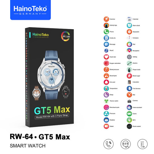 HAINO TEKO GT5 Max RW-64 Bleu , Meilleur Prix Tunisie , Montre Smartwatch , Appel , Bluetooth , 3 ceintures, connectée HAINO TEKO GT5 Max RW-64 Bleu , Meilleur Prix Tunisie , Montre Smartwatch , Appel , Bluetooth , 3 ceintures, connectée