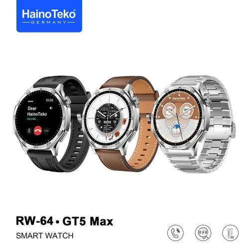 HAINO TEKO GT5 Max RW-64 Marron , Meilleur Prix Tunisie , Montre Smartwatch , Appel , Bluetooth , 3 ceintures, connectée 2