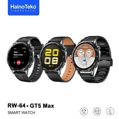 HAINO TEKO GT5 Max RW-64 Noir , Meilleur Prix Tunisie , Montre Smartwatch , Appel , Bluetooth , 3 ceintures, connectée 2