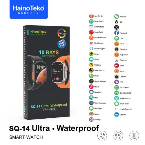 Montre Connectée HAINO TEKO SQ14 Ultra Waterproof , Meilleur Prix Tunisie , Smartwatch , Appel , Bluetooth, étanche, waterproof