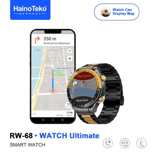 HAINO TEKO RW-68 Noir , Meilleur Prix Tunisie , Montre Smartwatch , Appel , Bluetooth , 3 ceintures, connectée