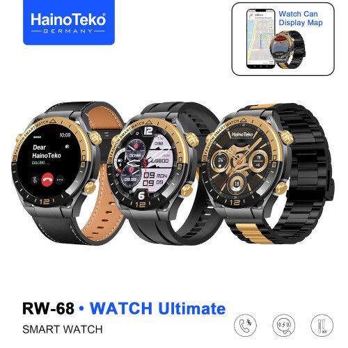 HAINO TEKO RW-68 Noir , Meilleur Prix Tunisie , Montre Smartwatch , Appel , Bluetooth , 3 ceintures, connectée